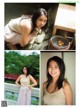 A collage of photos of a woman posing for a picture.